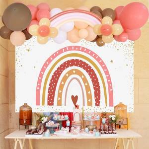 Радужные украшения для вечеринки JOYMEMO в стиле бохо, розовый богемный воздушный шар, Радужный фон для девочек на день рождения, товары для детского праздника