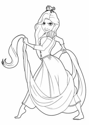 Раскраска Рапунцель готовится к бою