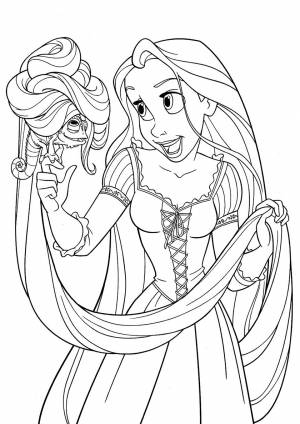 Раскраска Рапунцель играет с хамелеоном