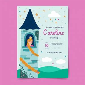 Шаблон приглашения на день рождения рапунцель