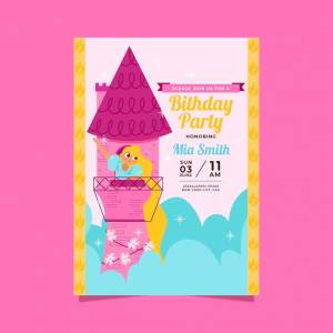Шаблон приглашения на день рождения рапунцель
