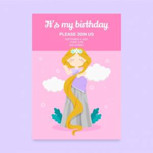 Шаблон приглашения на день рождения рапунцель