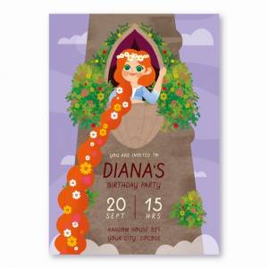 Ручной обращается шаблон приглашения на день рождения рапунцель