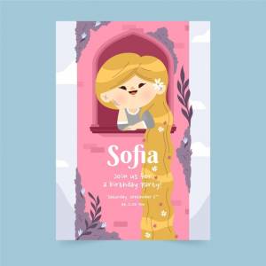 Шаблон приглашения на день рождения рапунцель