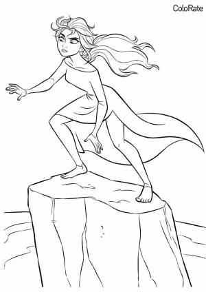 Раскраска Эльза на уступе