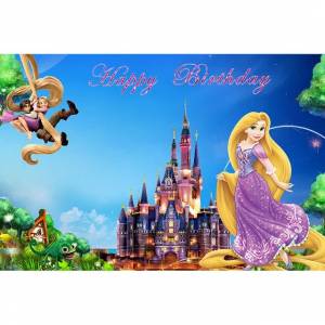 Милый фон для фотосъемки с изображением персонажа из мультфильма «Рапунцель», принцессы и девочек на день рождения