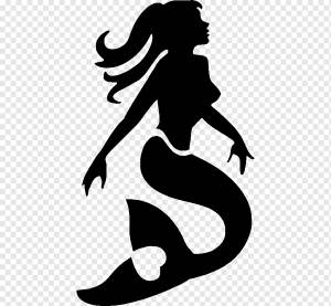 Ариэль Трафарет Русалка Арт Аэрограф, Русалка, монохромный, вымышленный персонаж, живопись png