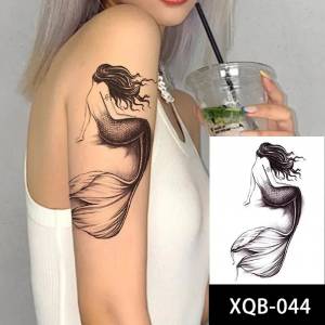 Тату-Наклейка Черная водостойкая с геометрическим узором, временная татуировка для женщин, русалки, черепа, треугольной формы, букв, глаз, искусственная татуировка для мужчин