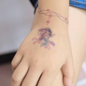 Тату-стикер, Детская татуировка на руку, для лица, для детей, для боди-арта, Временные татуировки, блеск, единорог, Русалочка, тату с героями мультфильмов, 2023, новое поступление