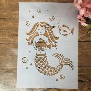 Трафареты  для самостоятельной сборки с изображением рыбок-русалок, 29 см, настенная живопись, Искусственный Декоративный шаблон