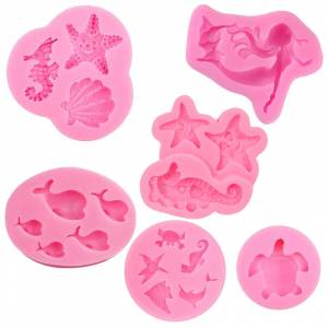 Сконовая форма для помадки, 6 штук, 3D формы для девочек-русалок, для украшения тортов, конфет, океанов