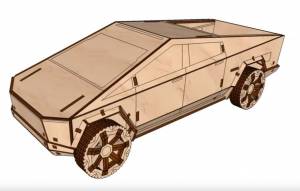 Макет Шаблон кибергрузовика Tesla из фанеры- чертеж макета для лазерной резки из фанеры в векторном формате ai