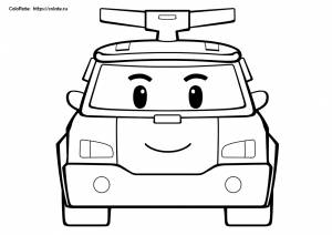 Раскраска Полицейский автомобиль Поли