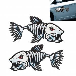 1 пара самоклеящихся виниловых наклеек в виде скелета рыбы, наклейки для рыбацкой лодки, каноэ, каяка, графические аксессуары