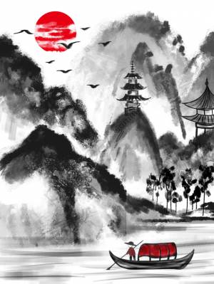 Китайский стиль рисования тушью рыбака PNG , Китайский стиль, Древний стиль, чернила Иллюстрация Изображение на Pngtree, Роялти-фри