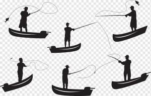 силуэт рыбака, png