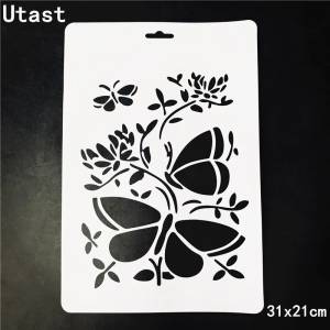 Пластиковые трафареты с изображением бабочек и цветов для самостоятельной сборки, Маскировочный шаблон с распылением для стен, скрапбукинга, рисования, фотоальбома, бумаги, рукоделия