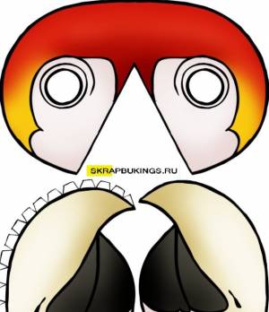 Распечатать маску попугая, сделать 3D маску своими руками