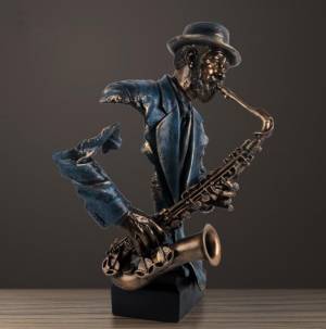 Современный Креативный Музыкальный Саксофон 57 см, бюст, статуэтка абстрактной фигуры, статуэтка музыканта из смолы, искусство и ремесло, украшение для дома