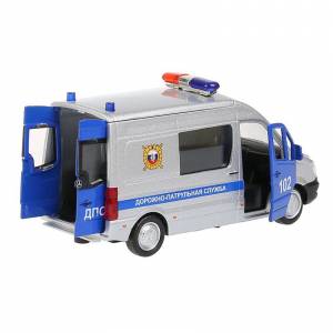 Модель машины Технопарк Mercedes-Benz Sprinter, Полиция, ДПС, инерционная