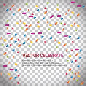 Цветной фон конфетти шаблон празднования с конфетти и лентами