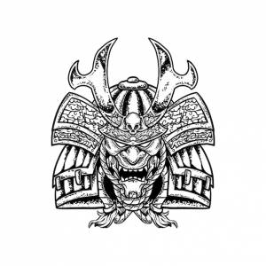 Самурай голова рука рисунок шаблон иллюстрации