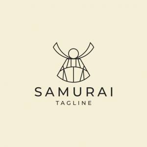 Шаблон векторной иконки логотипа самурая