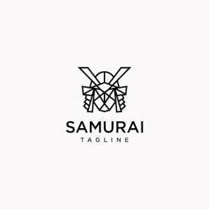 Логотип самурай дизайн искусство шаблон