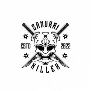 Самурай ронин черно-белый векторный шаблон логотипа