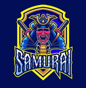 Шаблон логотипа талисмана самурая для команды esport и sport logo