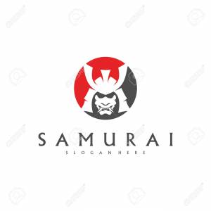 Samurai Head Logo Design Vector