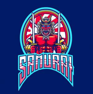 Шаблон логотипа талисмана самурая для команды esport и sport logo