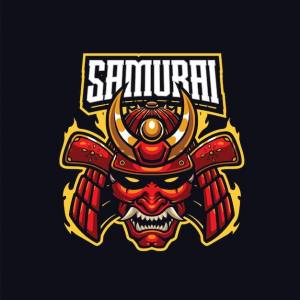 Шаблон логотипа талисмана самурая для команды esport и sport logo