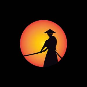 Самурай воин япония логотип шаблон значок самурайский меч