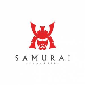 Вектор дизайна логотипа головы самурая самурайский воин шаблон логотипа
