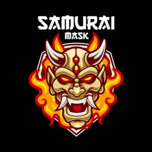 Векторный шаблон логотипа талисмана самурая для команды киберспорта и спорта