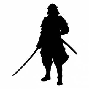 Силуэт самурая изолирован черным на белом фоне векторная иллюстрация