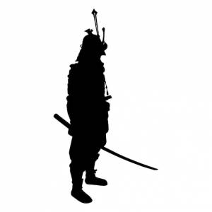 Силуэт самурая изолирован черным на белом фоне векторная иллюстрация