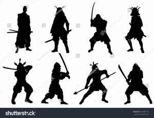 Силуэт самурайских воинов