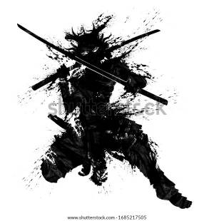 Black Silhouette Samurai Full Gear Low