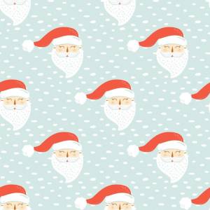 Шаблон санта-клауса рождественский векторный фон мультяшная голова санта- клауса на снежном дизайне симпатичная оберточная бумага