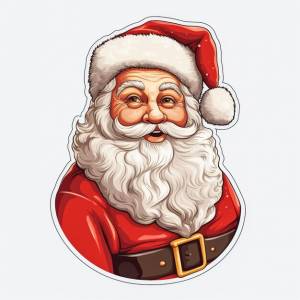Шаблон наклейки с санта-клаусом, рождественские радостные наклейки санта- клауса, изолированные украшения