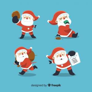 Ручной обращается коллекция символов санта-клауса