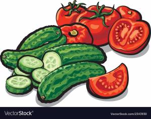 Помидор и огурец рисунок