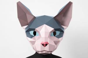 Маска кошки сфинкса, шаблон Papercraft в формате pdf