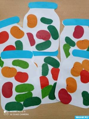 Конспект занятия по аппликации «Мы солим огурцы и помидоры»
