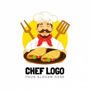 Подробный шаблон логотипа шеф-повара