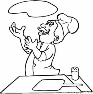 Раскраски Раскраска Повар готовит тесто