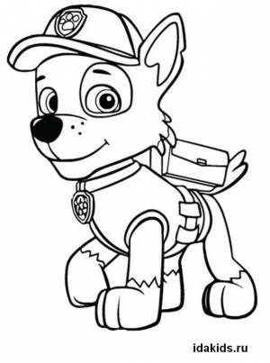 Раскраска Щенячий Патруль Рокки главный по мусору