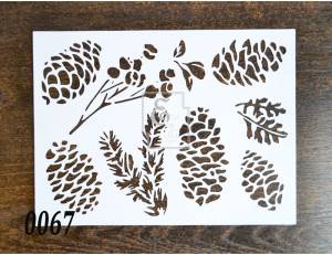 Сюжетный трафарет Шишки для скрапбукинга, декупажа и росписи